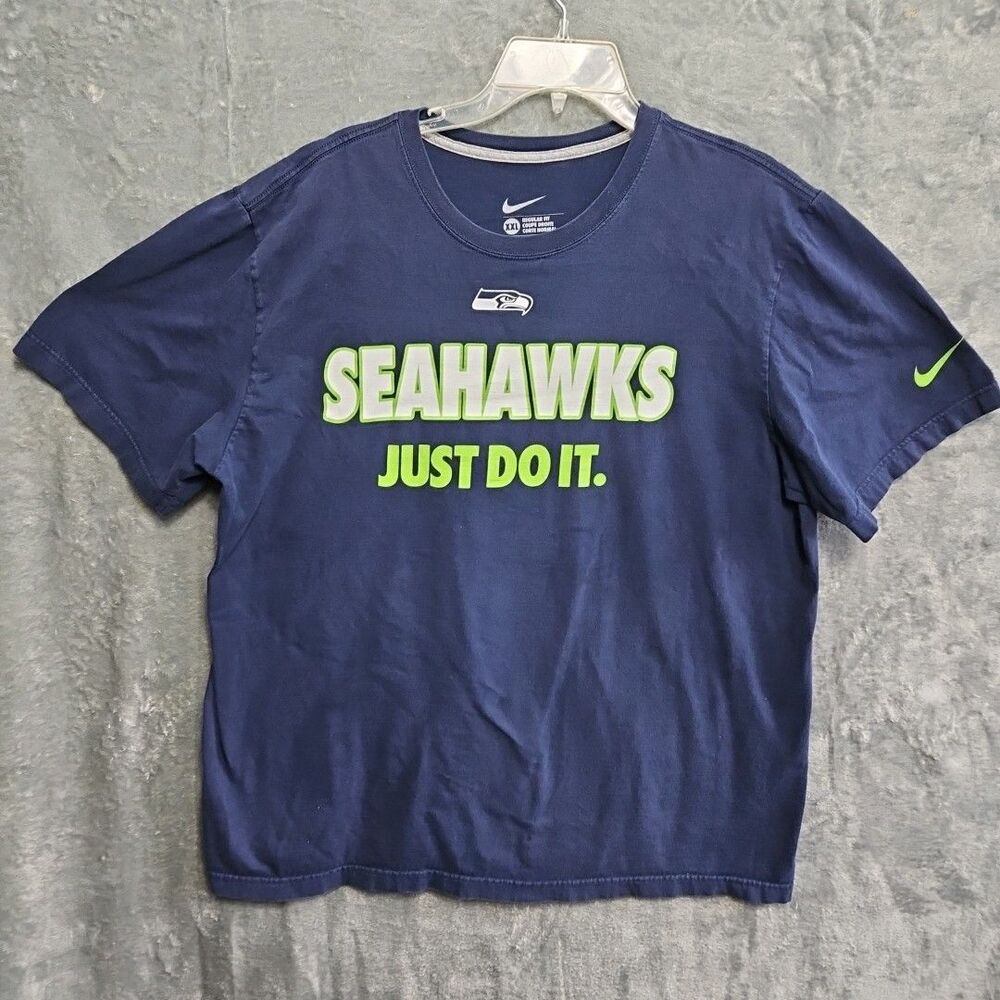 Nike Seahawks Tshirt Men's 2XL Navy Green Just Do It